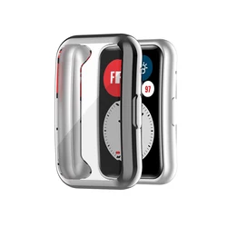 Electroplated TPU Protective Case & Full Screen Protector Shell Cover for Huawei Watch Fit (Dark Gray)