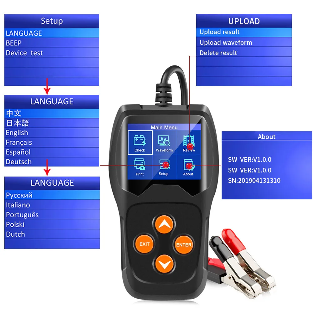 Car/Motorcycle Scanner Car Diagnostic Tool Engine Analyzer Newest Battery Tester car tools charge indicator Multi-languages