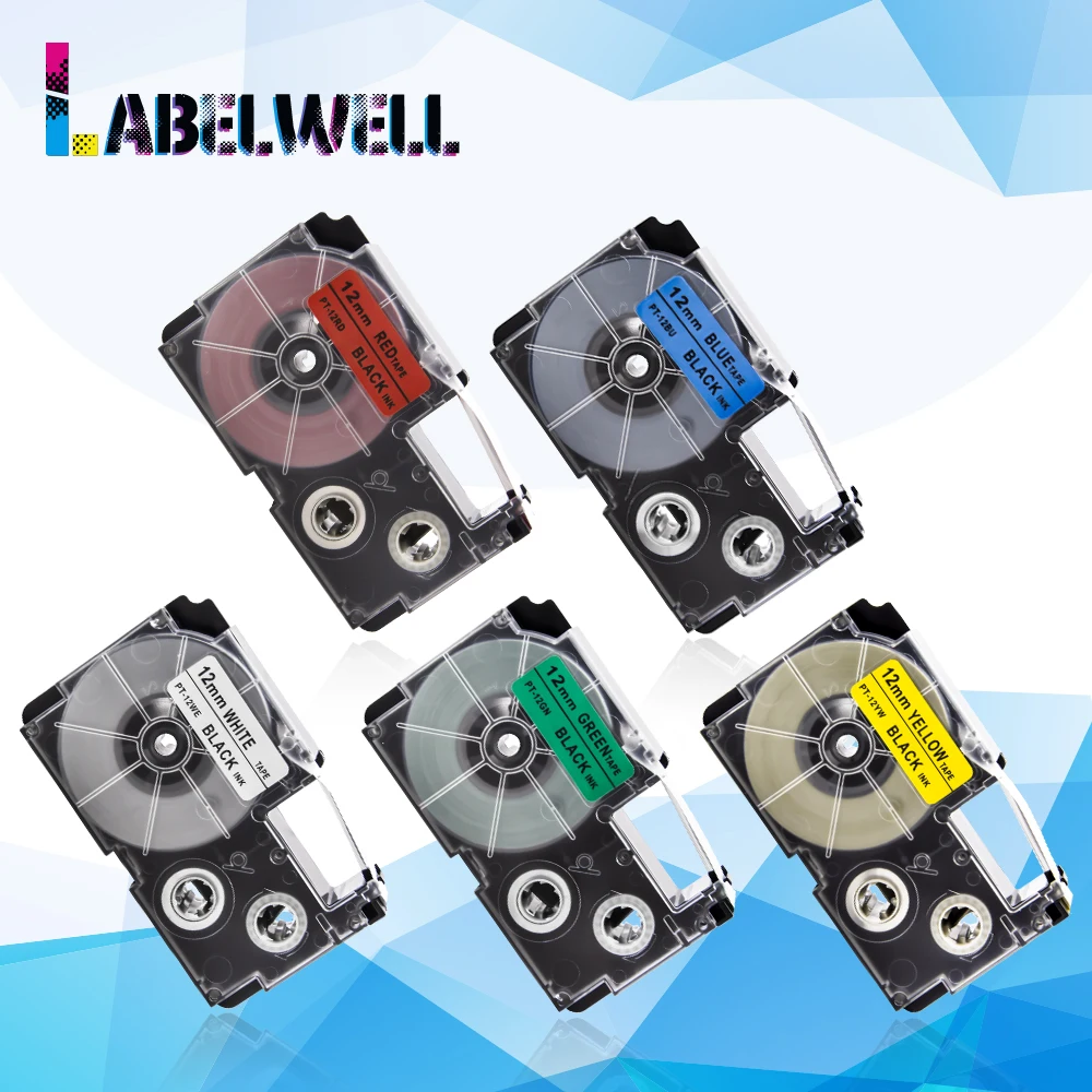 Labelwell 1 шт. 12 мм многоцветная лента для этикеток XR 12WE Лента совместима с Casio KL 60 60SR