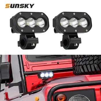 

2 PCS Motorcycles Spotlight 4 inch 20W 6000K DC12-30V LED Spotlight A Column Work Lights 2LEDs for Car IP67 Waterproof Headlight