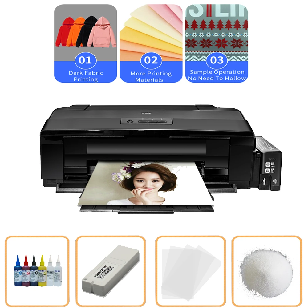 Vilaxh DTF stampante A3 per stampante epson l1800 trasferimento diretto  qualsiasi materiale indumenti con pellicola PET DTF inchiostro DTF polvere  - AliExpress