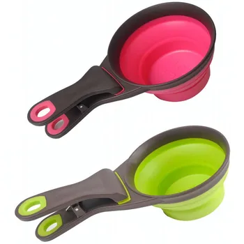 

New Pet Food Feeder Spoon Folding Sealing Clip Measuring Cup Scoop Cat Dog Bowl Feed Storage Tool Multifunctional Pet Supplies