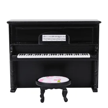 

High Quality Wooden Black Upright Piano Mini Doll Scale Model For 1/12 Doll house Miniature funny Kids Toy Gift