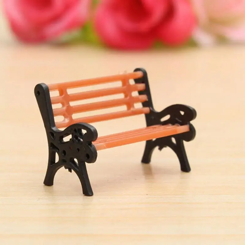 Hot Sale Resin Crafts Modern Park Benches Miniature Fairy Garden Miniatures Accessories Toys For Doll Decoration