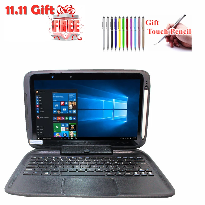 10.1 Inch 3E Windows 10 Tablet PC Keyboard Docking with battery Quad Core 2+64GB 1366*768 IPS dust/water-resistant