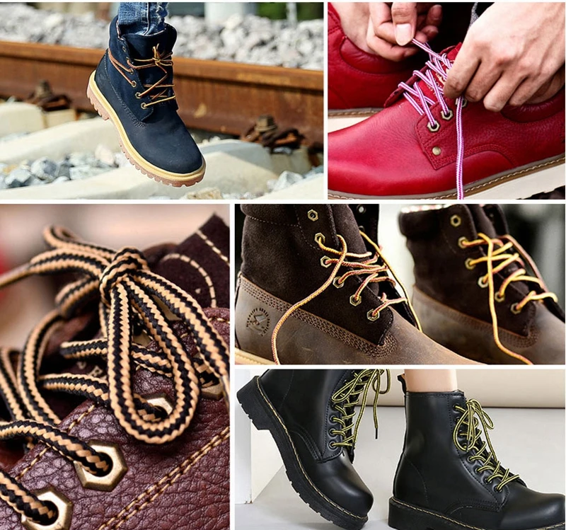 Высококачественные круглые шнурки; двухцветные шнурки для обуви; унисекс; уличные спортивные ботинки martin для отдыха; 1 пара