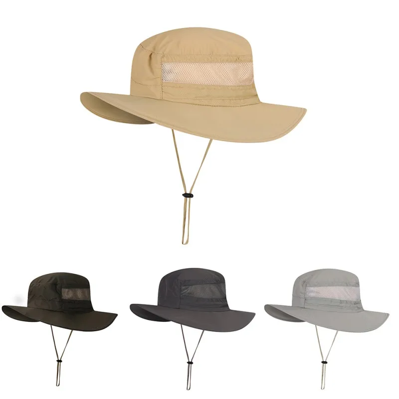 Adjustable Breathable Waterproof Sunshade Folding Mesh Sports Hat Outdoor Sportswear Accessories with Chin String