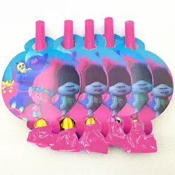 6 предметов с рисунком «тролли» вечерние Смешные свистулька-язычок детский душ тема троллей на день рождения украшения для праздника
