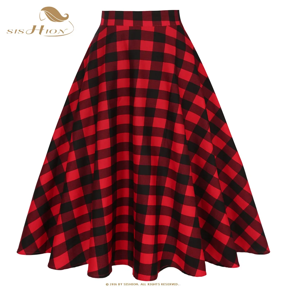 Red black checkered skirt Clearance