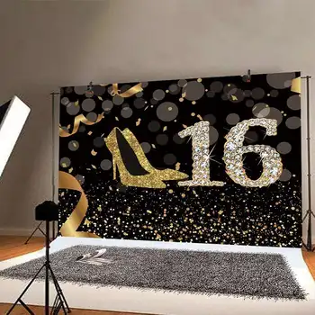

3 Sizes 16 Years Old Birthday Glitter Photography Backdrop Studio Photo Background Photo Studio Prop Decor Teenager Event Party