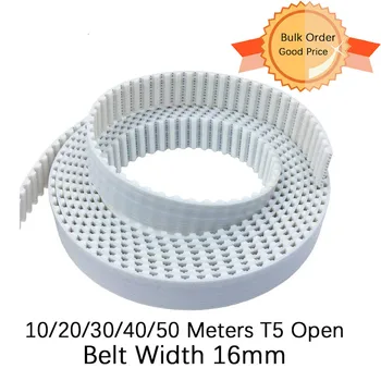 

10/20/30/40/50Meters T5 Open Synchronous Belt width 16mm Polyurethane Steel Trapezoid PU T5-16mm Open Timing Belts