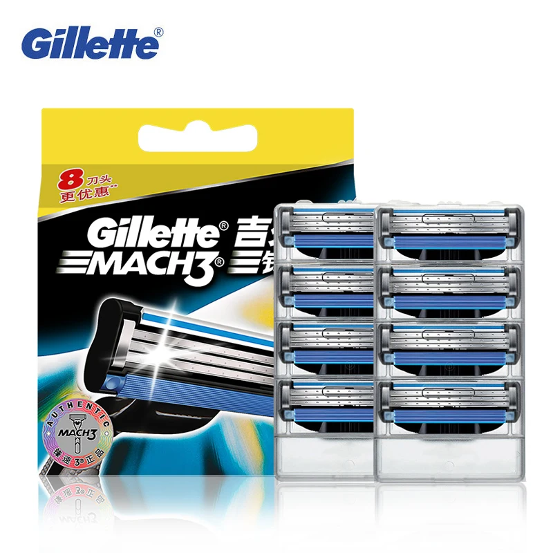 Miglior Genuino Gillette Mach 3 Lame di Rasoio Da Barba Per Gli Uomini di Marca Lama di Radersi Con 8 Lame