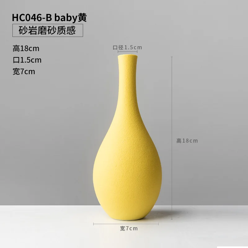 1pcs Macarons Ceramic Small Vase Creative Dried Flower Decoration Bottle for Wine Cabinet Desktop Home Decoration - Цвет: H 17cm