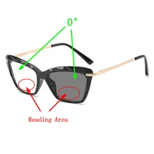 Fashion Square Women Oversize Photochromic Bifocals Reading Sunglasses Female Look Near Far Presbyopia Glasses+1.0~+3.0 N5