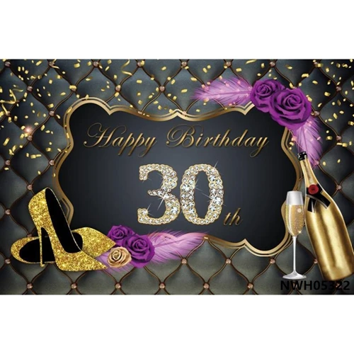 30th 50th день рождения золотистый воздушный шар розовый фиолетовый фон на заказ Виниловый фон для фотостудии Фотофон - Цвет: NWH05322