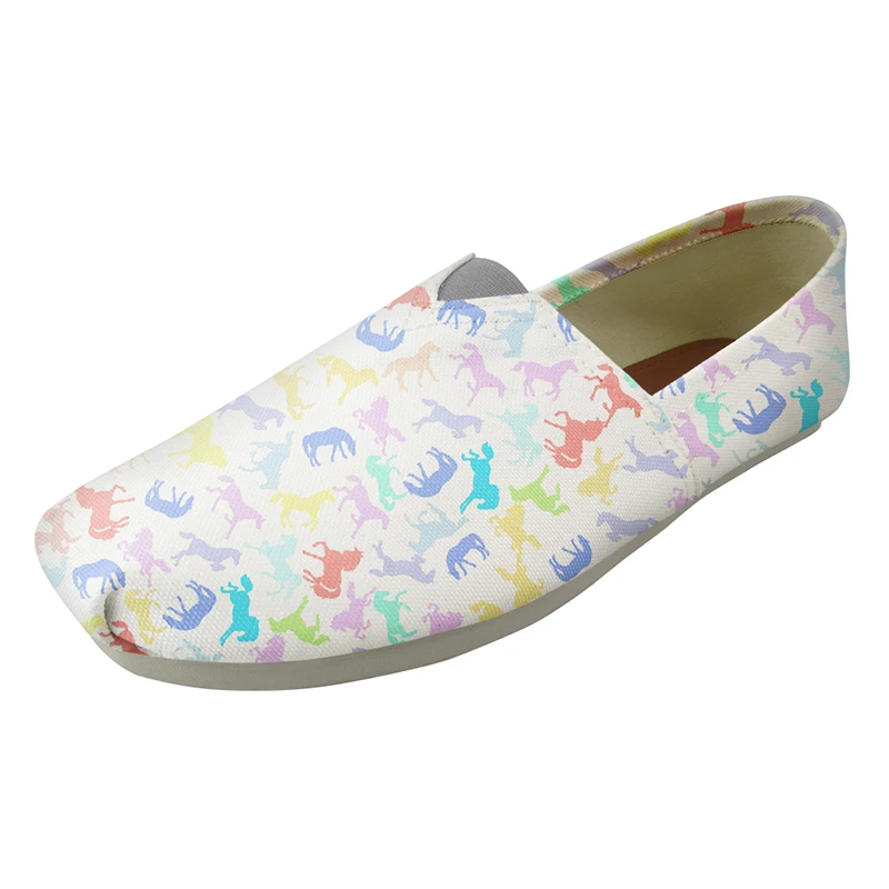 

HYCOOL Colorful Horse Pattern Shoes Women Ladies Canvas Shoes Flats Girls Slip-on Slacker Loafers Lady Fashion Walking Footwear
