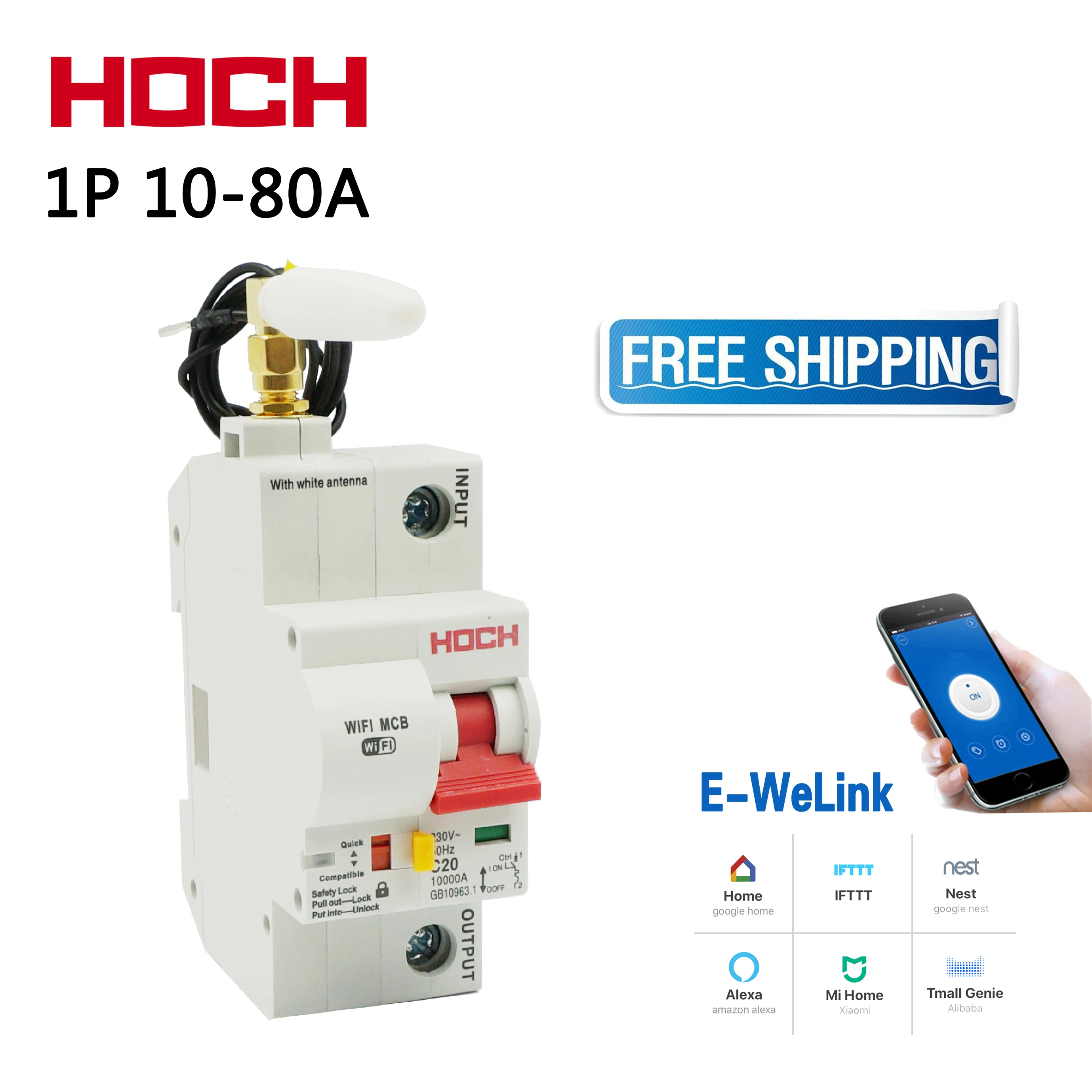 

HOCH WIFI Circuit Breaker 1P FACTORY Remote Control WIRELESS Ewelink Smart intelligent Automatic Switch
