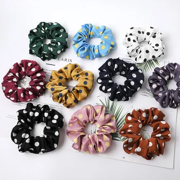 

Free shipping Fashion women's basic Solid color Dots Elastic Hairbands College style hair Scrunchies girl's Hair Accessories
