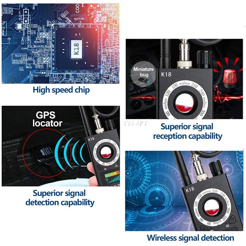 K18 Anti Spy RF Signal Scanner Candid Cam Hidden Camera Detector 