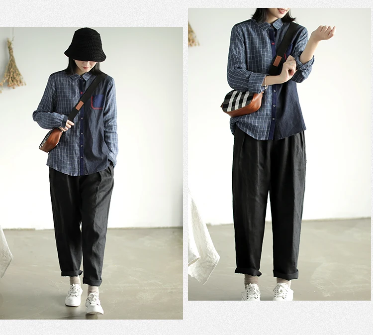 Max LuLu осень корейские модные женские Винтажные льняные рубашки женские клетчатые Топы хлопковые блузки с карманами Chemise Повседневная Уличная одежда
