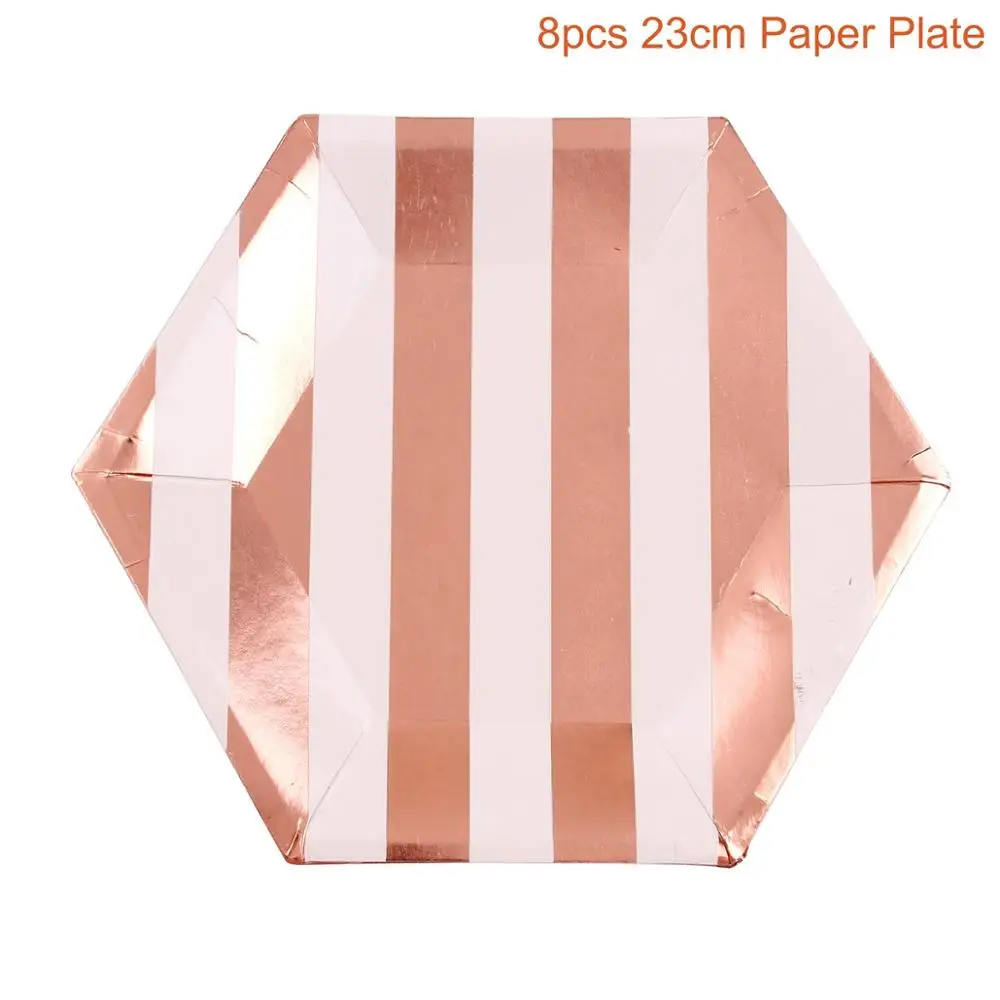 Hexagon Paper Plates QIFU Шар С Днем Рождения Розовое Золото шар День Рождения Декор дети взрослый номер Гелиевый шар Свадебные Воздушные шары вечерние принадлежности - Цвет: Hexagon Paper Plates