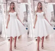 Robe de bal blanche courte pour la remise des diplômes, épaules dénudées, longueur aux genoux, Corset au dos, grande taille, bon marché, 2020 