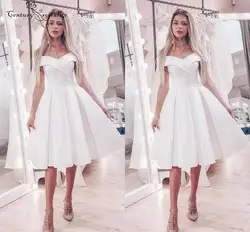 White Homecoming Dresses Short Graduation Dresses 2020 Off Shoulder Knee Length Corset Back Plus Size Simple Prom Gowns Cheap