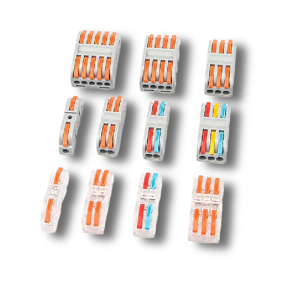 

Mini Fast Cable Connector Terminal Block PCT-222 Universal Compact Push In Spring Splicing Plastic Wire Conductor 10PCS