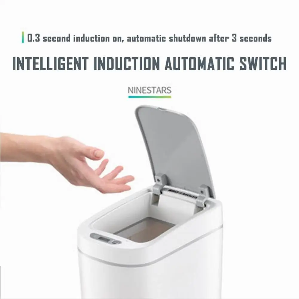 7L Home Office Dustbin Automatic Sensor Trash Can Inductive Plastic Garbage Waste Bin Smart Rubbish Storage