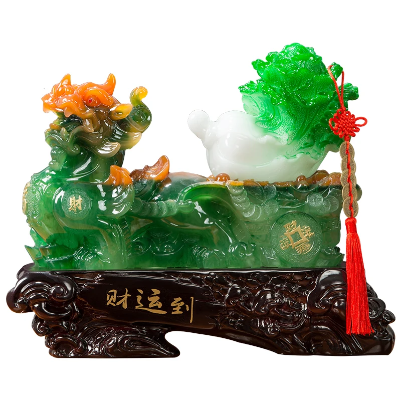 Wangcai Pixiu Decorations Lucky Jucai Town House To Ward Off Evil Spirits Piqiu Cashier Counter Jade Cabbage Shop Opening Craft | Дом и сад