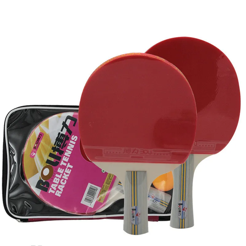 

3 Star 2Pcs Table Tennis Racket Bat Suit Upgrade Powerful Long Handle Short Handle Ping-Pong Paddle Racket with Case 3 balls