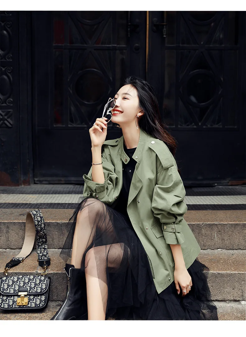 Ранняя осенняя одежда женская стиль Талия обнимает средней длины короткий рост waitmore Тренч корейский стиль студентов Ло