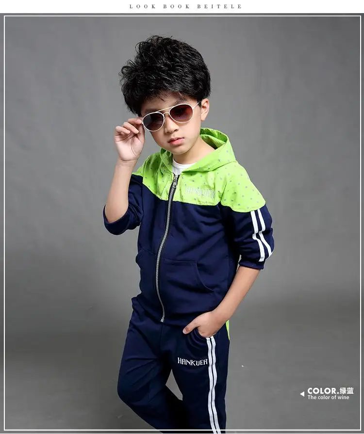 Boys Clothes Set Kids Spring Autumn Jogging Tracksuits Baby Boys Hooded Jackets+Pants Sports Suit Children Clothing Set 120~160