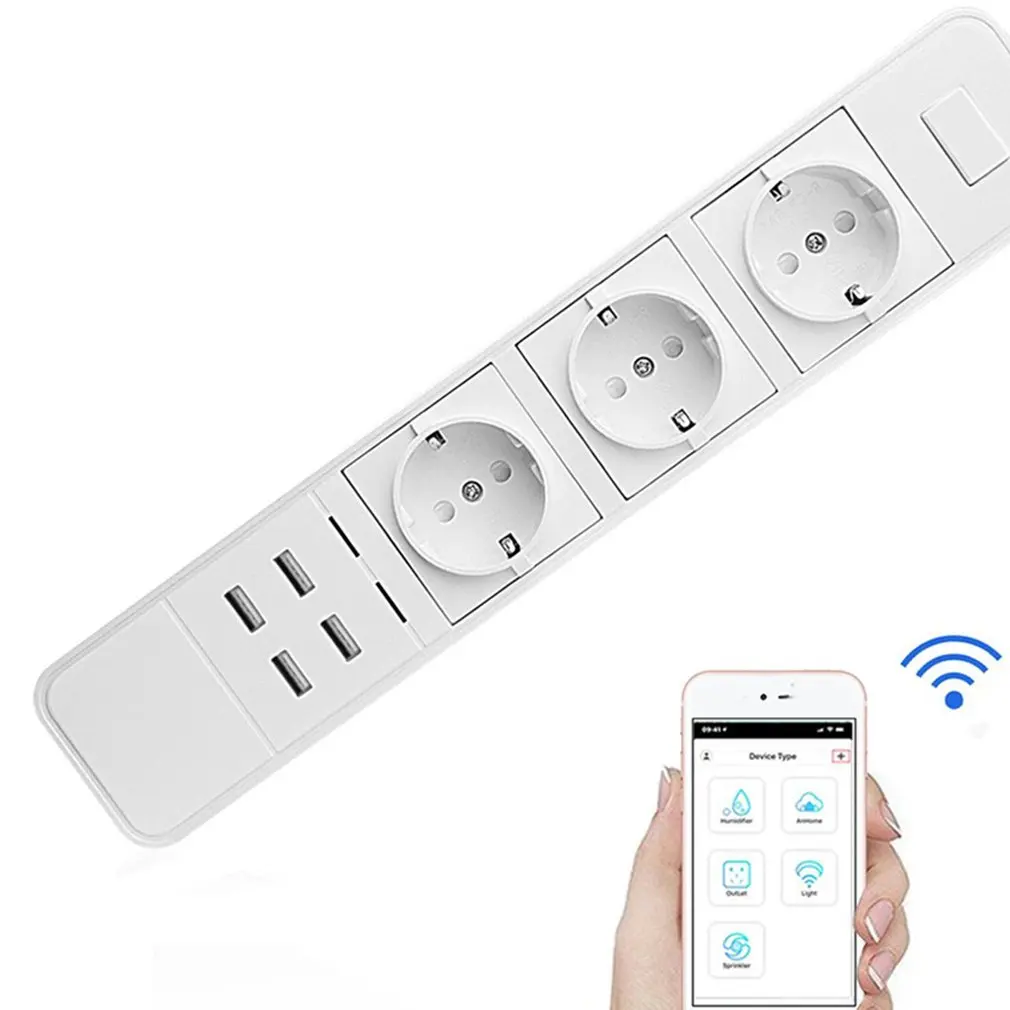 Долгое нажатие, чтобы открыть Wifi нажмите, чтобы включить выключить Devce Smart Plug-in приложение пульт дистанционного управления розетка может быть Голосовое управление с usb-портом