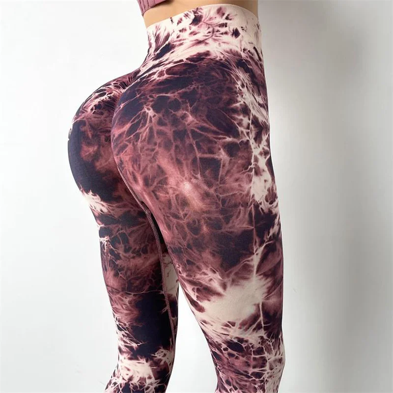 Tie Dye Seamless Leggings Women Fitness Gym High Waist Pants Push Up Workout Running Sports Butt Lift Leggings Anti Cellulite 1