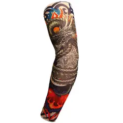 Эластичная фальшивая, временная татуировка рукава дизайн боди-арт чулки гетры для крутых мужчин и женщин