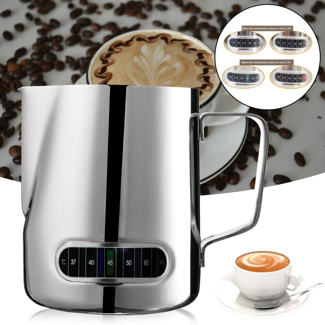 600ml Stainless Steel Coffee Pot Pull Flower Temperature Display Pitcher Milk Water Pots Kettles Teapot Cup Mug Drinkware | Дом и сад