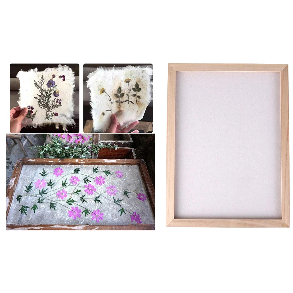 Natural Wood Paper Making Papermaking Mould Frame Screen Mesh Tools Kits for