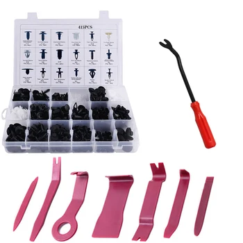 

415Pcs Car Retainer Clips Plastic Fasteners Kit with Fastener Remover 8x Most ular Sizes Auto Push Pin Rivets Set