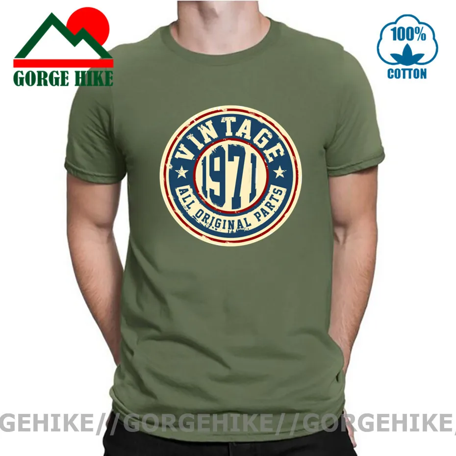 GorgeHike в винтажном стиле 1971 все оригинальные запчасти Футболка с принтом 100% хлопок