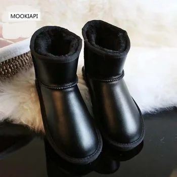 

China's top quality women's shoes in 2019, real cowhide, artificial wool, free delivery, two colors, short-barreled snow boot
