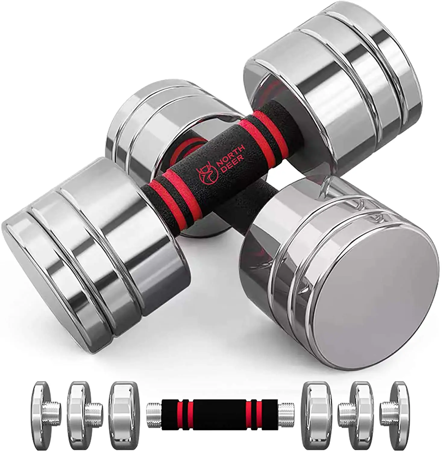 Northdeer Steel Dumbbells & Adjustable Chrome Dumbbell Set