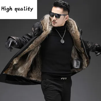 Billig Winter 2020 Jacke MÀnner Echtpelz Mantel Parka WaschbÀren Pelz Jacken Mit Kapuze Warme Kaninchen Pelz MÀntel Parkas De Hombre