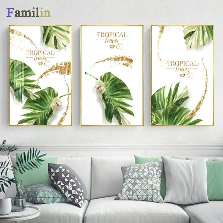 

Green Plant Home Decoration Wall Art Canvas Painting Monstera Leaf Nordic Posters and Prints Wall Pictures for Living Room Decor
