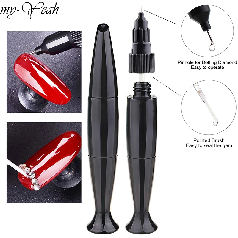 

my-Yeah 10ml Nail Art Dual End Rhinestones Dotting Nail Glue Decoration DIY Point Drill Gel Adhesive With Needle Manicure Tool