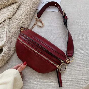

New Small Lady Shoulder Messenger Bag Retro Leather Crossbody Bag For Women Solid Color Handbags and Purses Chain Chest Bags Sac