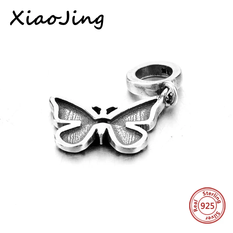 XiaoJing Key Charm Genuine 925 Sterling Silver Vintage Pattern Charms Fit Pandora Bracelet Fine Jewelry for Women Gift wholesale