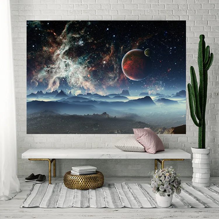 

Cosmic Starry Tapestry Printed Wall Carpet Macrame Wall Cloth Tapestries Psychedelic Outer Space Planet Scenic Wall Hanging