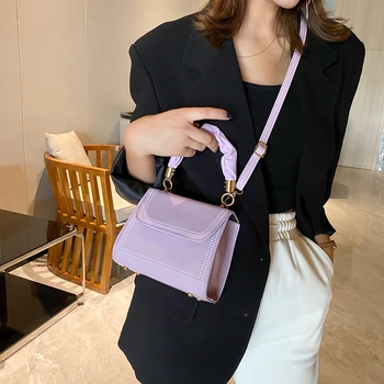 

2020 Women Pleated Handle Totes Bags Solid Color PU Leather Crossbody Female Elegant Shoulder Bags Party Evening Square Handbag