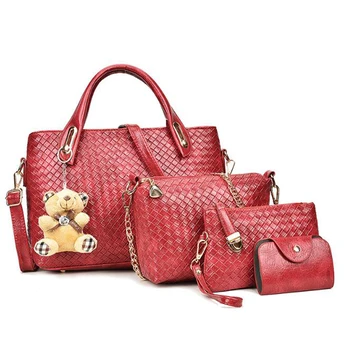 

2020 Summer New Four-piece Bear Handbag Single Shoulder Women Fashion PU Leather Crossbody